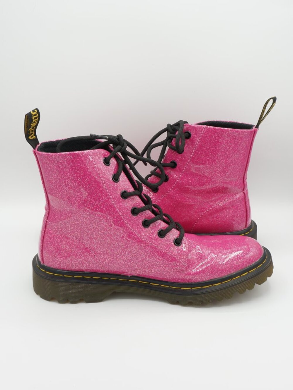 Dr. Martens Luana Pink Glitter Patent Combat Boots Women's Size 8 - Picture 3 of 10